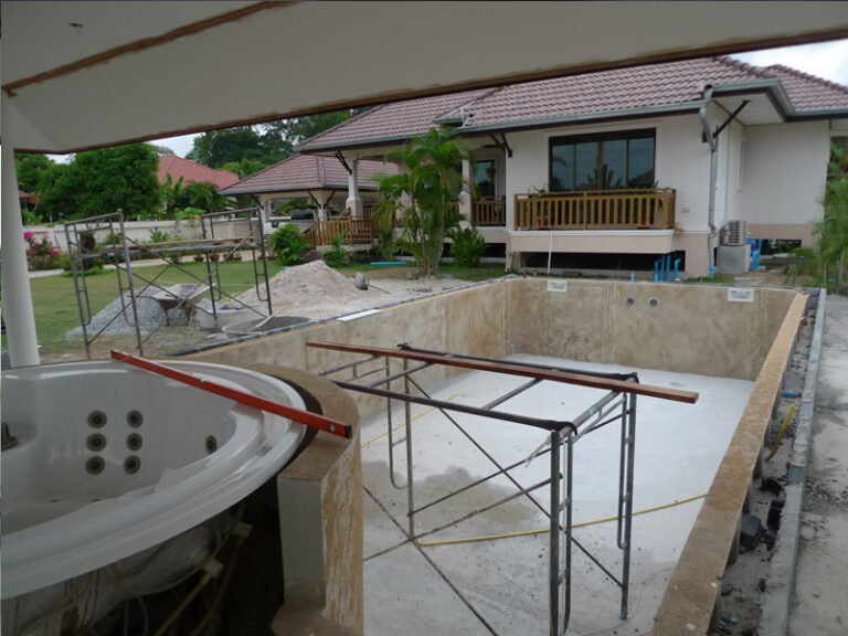 Pool and spa, Ban Pae Rayong, under construction