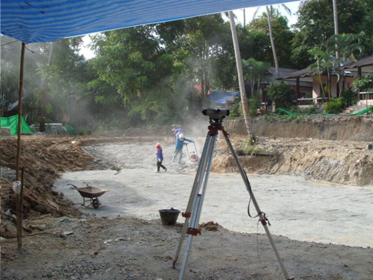 Resort pool with waterfall, L Resort, under construction