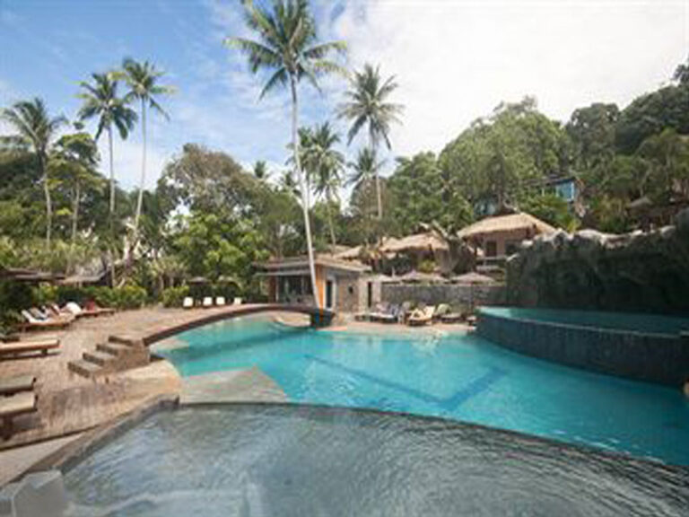 Resort pool with waterfall, L Resort