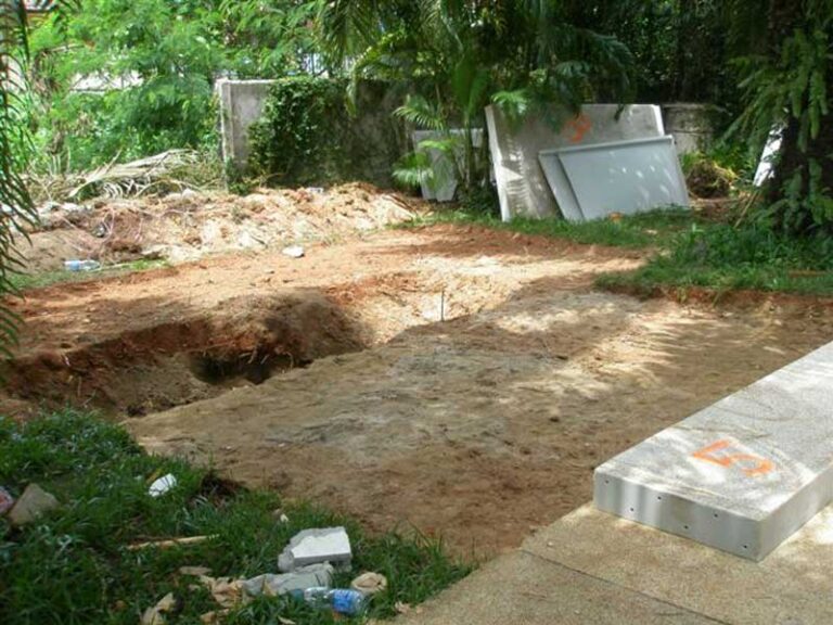 Semi above ground pool, under construction