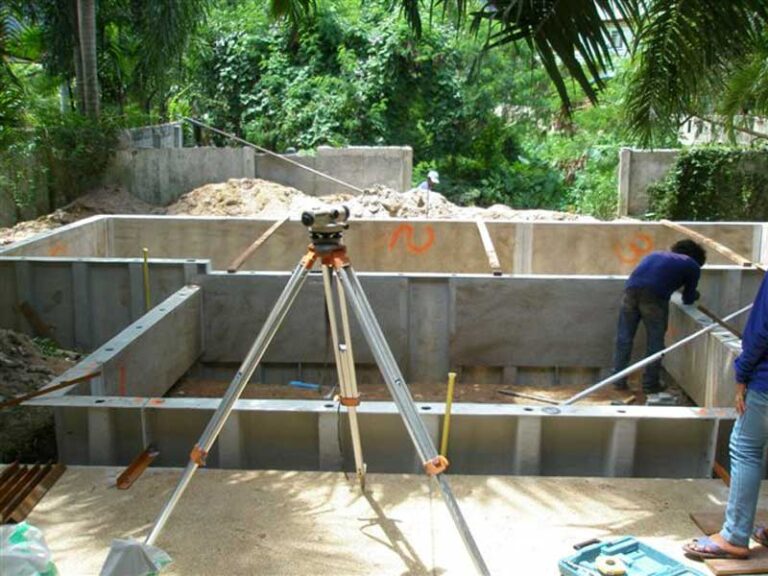 Semi above ground pool, under construction