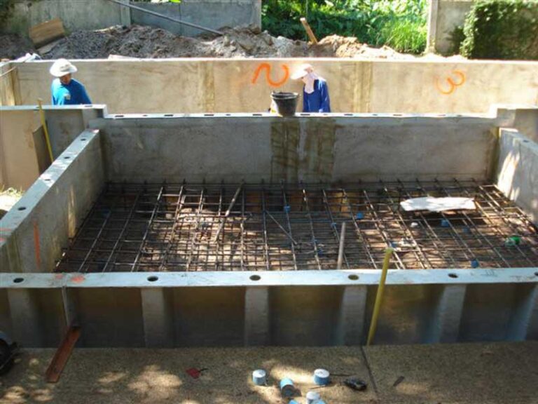 Semi above ground pool, under construction
