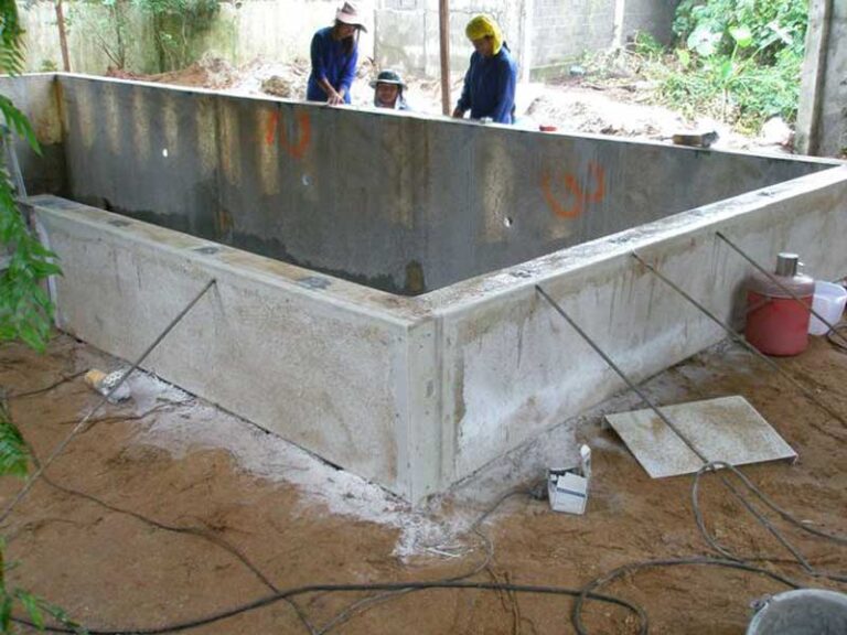Semi above ground pool, under construction