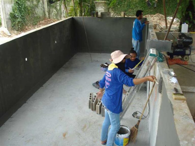 Semi above ground pool, under construction